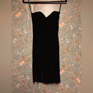 Black Strapless Velvet Maxi Dress